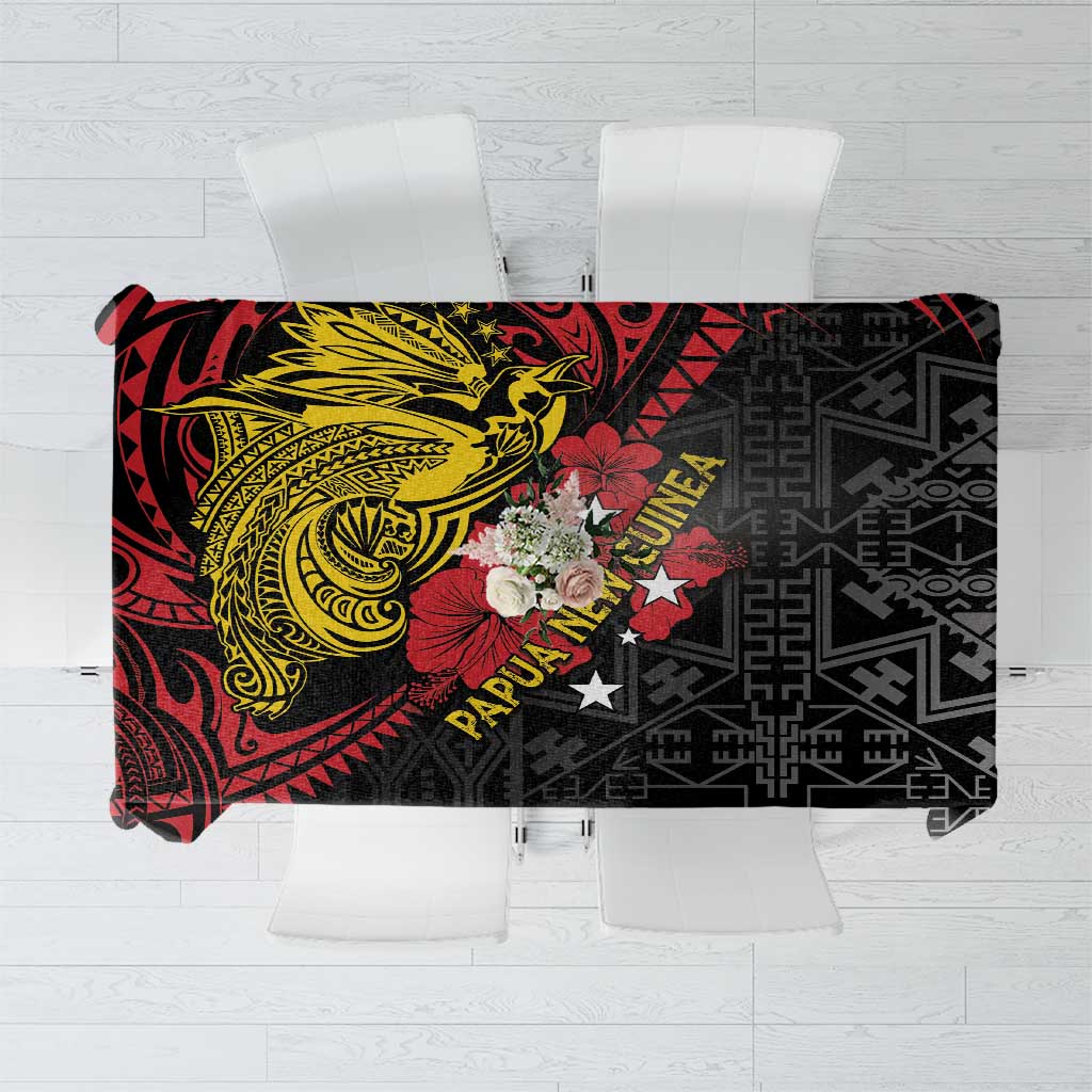 Papua New Guinea 49th Independence Day Tablecloth Motuan Revareva Bird-of-Paradise LT7 Black - Polynesian Pride