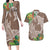 Polynesia Couples Matching Long Sleeve Bodycon Dress and Hawaiian Shirt Sharks Duo Tropical Brown