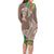 Polynesia Family Matching Long Sleeve Bodycon Dress and Hawaiian Shirt Sharks Duo Tropical Brown