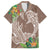 Polynesia Family Matching Off The Shoulder Long Sleeve Dress and Hawaiian Shirt Sharks Duo Tropical Brown