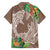 Polynesia Family Matching Off The Shoulder Long Sleeve Dress and Hawaiian Shirt Sharks Duo Tropical Brown