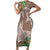 Polynesia Family Matching Short Sleeve Bodycon Dress and Hawaiian Shirt Sharks Duo Tropical Brown