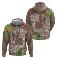 Polynesia Hoodie Sharks Duo Tropical Brown LT7 - Polynesian Pride