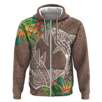 Polynesia Hoodie Sharks Duo Tropical Brown LT7 Zip Hoodie Brown - Polynesian Pride