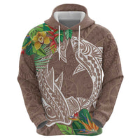 Polynesia Hoodie Sharks Duo Tropical Brown LT7 - Polynesian Pride