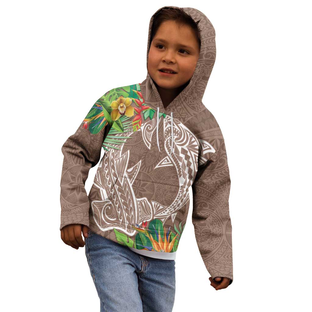 Polynesia Kid Hoodie Sharks Duo Tropical Brown LT7 - Polynesian Pride
