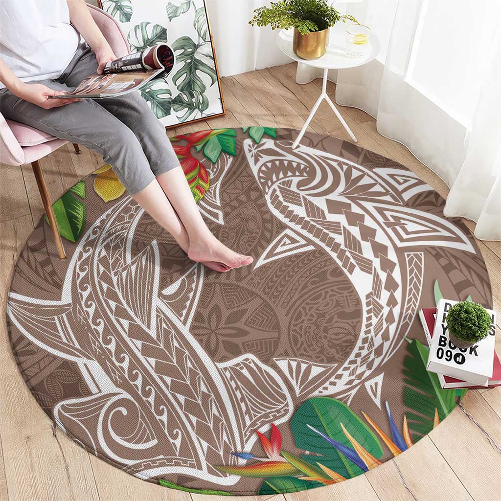 Polynesia Round Carpet Sharks Duo Tropical Brown LT7 - Polynesian Pride