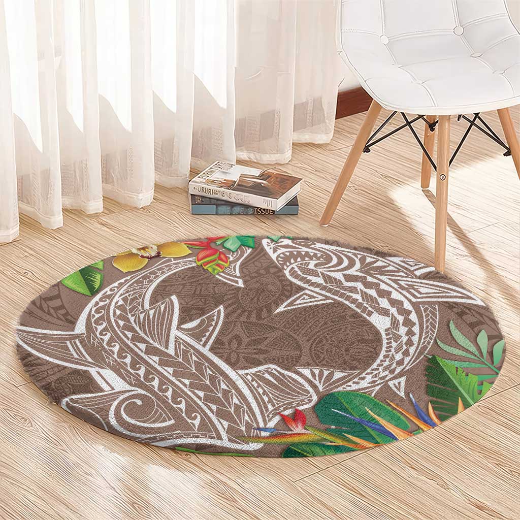 Polynesia Round Carpet Sharks Duo Tropical Brown LT7 - Polynesian Pride