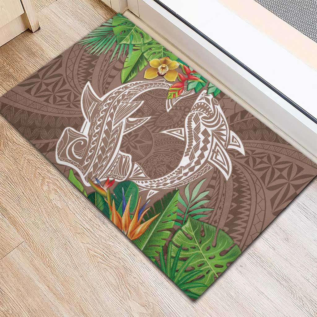 Polynesia Rubber Doormat Sharks Duo Tropical Brown LT7 - Polynesian Pride