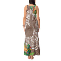 Polynesia Tank Maxi Dress Sharks Duo Tropical Brown LT7 - Polynesian Pride
