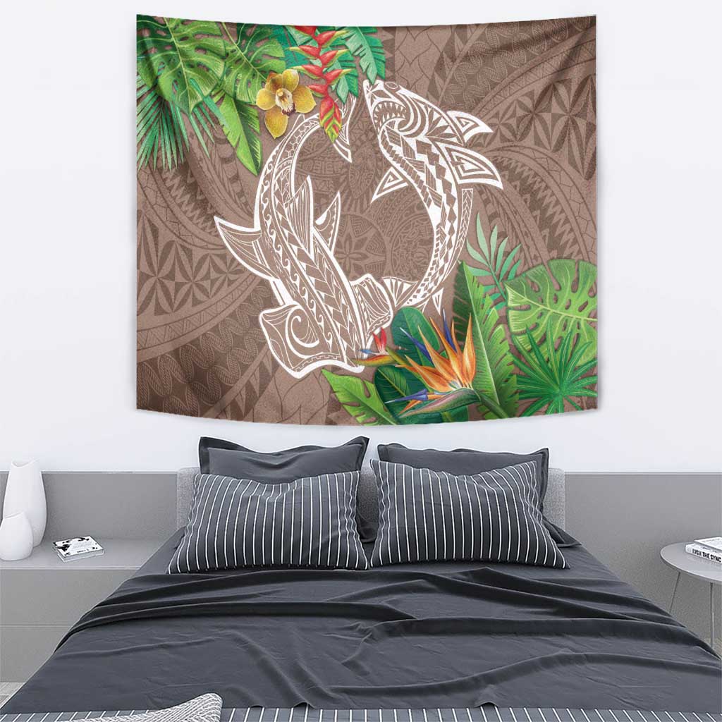 Polynesia Tapestry Sharks Duo Tropical Brown LT7 - Polynesian Pride