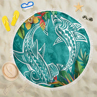Polynesia Beach Blanket Sharks Duo Tropical Teal LT7 One Size 150cm Teal - Polynesian Pride