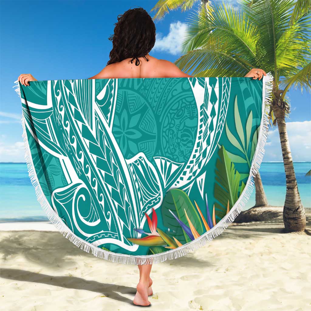 Polynesia Beach Blanket Sharks Duo Tropical Teal LT7 - Polynesian Pride