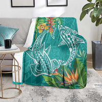 Polynesia Blanket Sharks Duo Tropical Teal LT7 - Polynesian Pride
