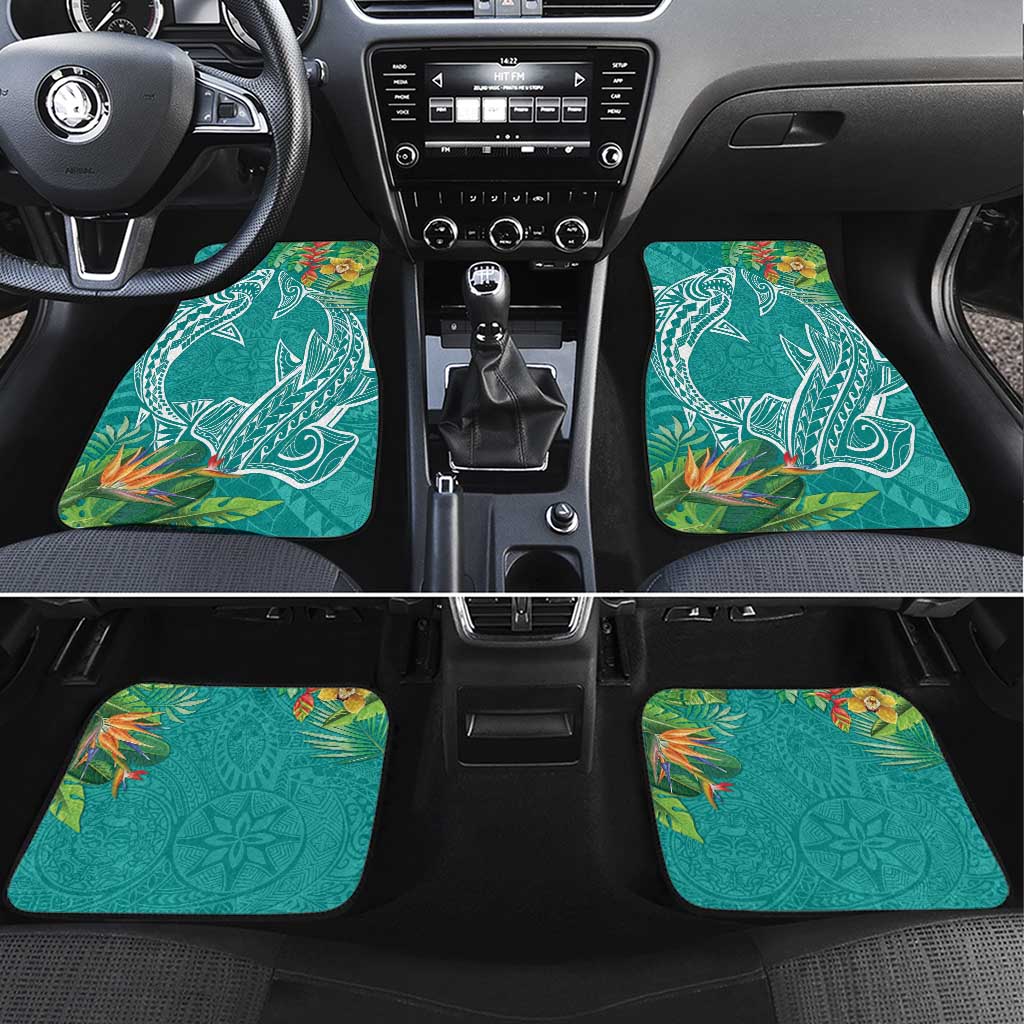 Polynesia Car Mats Sharks Duo Tropical Teal LT7 Set 4pcs Teal - Polynesian Pride