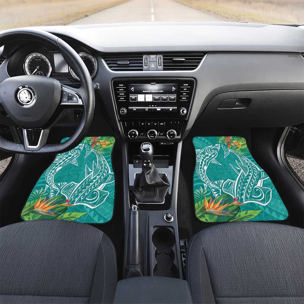Polynesia Car Mats Sharks Duo Tropical Teal LT7 Set 2pcs - Front Teal - Polynesian Pride