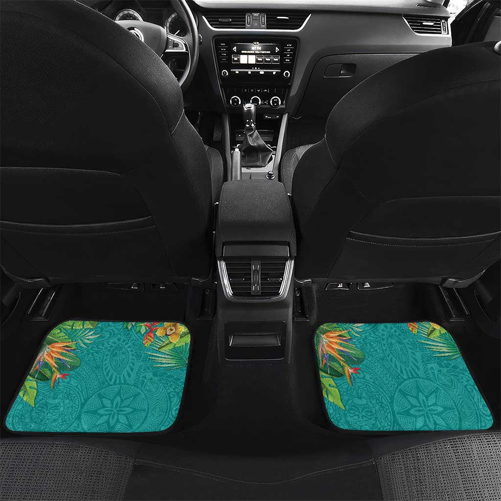 Polynesia Car Mats Sharks Duo Tropical Teal LT7 Set 2pcs - Back Teal - Polynesian Pride