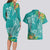 Polynesia Couples Matching Long Sleeve Bodycon Dress and Hawaiian Shirt Sharks Duo Tropical Teal