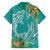 Polynesia Family Matching Long Sleeve Bodycon Dress and Hawaiian Shirt Sharks Duo Tropical Teal