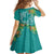 Polynesia Family Matching Off The Shoulder Long Sleeve Dress and Hawaiian Shirt Sharks Duo Tropical Teal