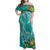 Polynesia Family Matching Off Shoulder Maxi Dress and Hawaiian Shirt Sharks Duo Tropical Teal