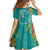 Polynesia Family Matching Off Shoulder Short Dress and Hawaiian Shirt Sharks Duo Tropical Teal