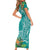 Polynesia Family Matching Short Sleeve Bodycon Dress and Hawaiian Shirt Sharks Duo Tropical Teal