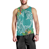 Polynesia Men Tank Top Sharks Duo Tropical Teal LT7 - Polynesian Pride