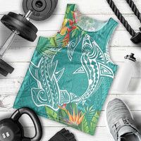 Polynesia Men Tank Top Sharks Duo Tropical Teal LT7 - Polynesian Pride