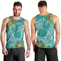Polynesia Men Tank Top Sharks Duo Tropical Teal LT7 - Polynesian Pride