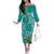 Polynesia Off The Shoulder Long Sleeve Dress Sharks Duo Tropical Teal