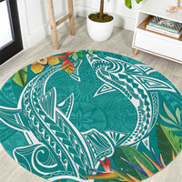 Polynesia Round Carpet Sharks Duo Tropical Teal LT7 Teal - Polynesian Pride