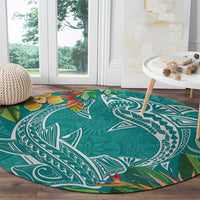 Polynesia Round Carpet Sharks Duo Tropical Teal LT7 - Polynesian Pride