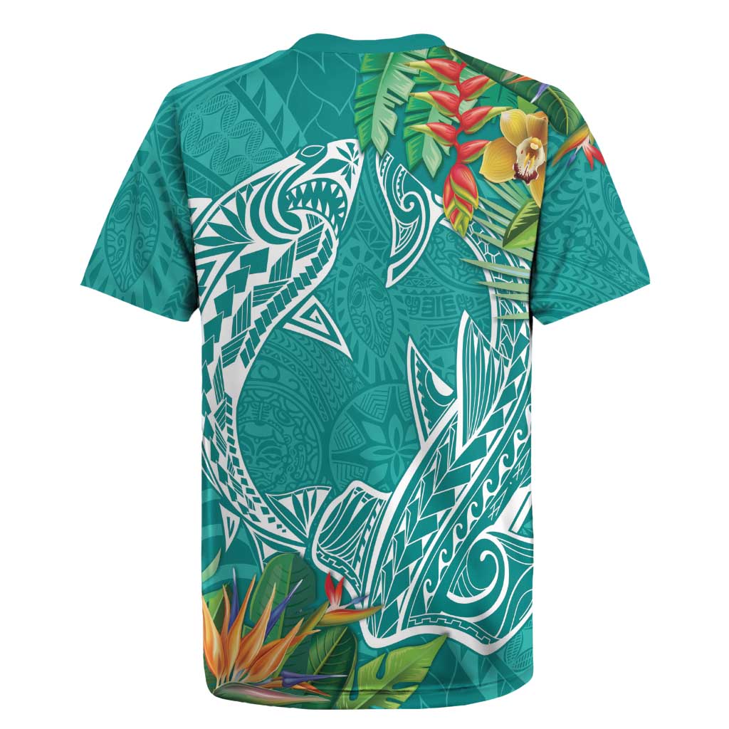 Polynesia Rugby Jersey Sharks Duo Tropical Teal LT7 - Polynesian Pride