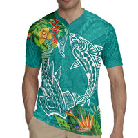 Polynesia Rugby Jersey Sharks Duo Tropical Teal LT7 - Polynesian Pride