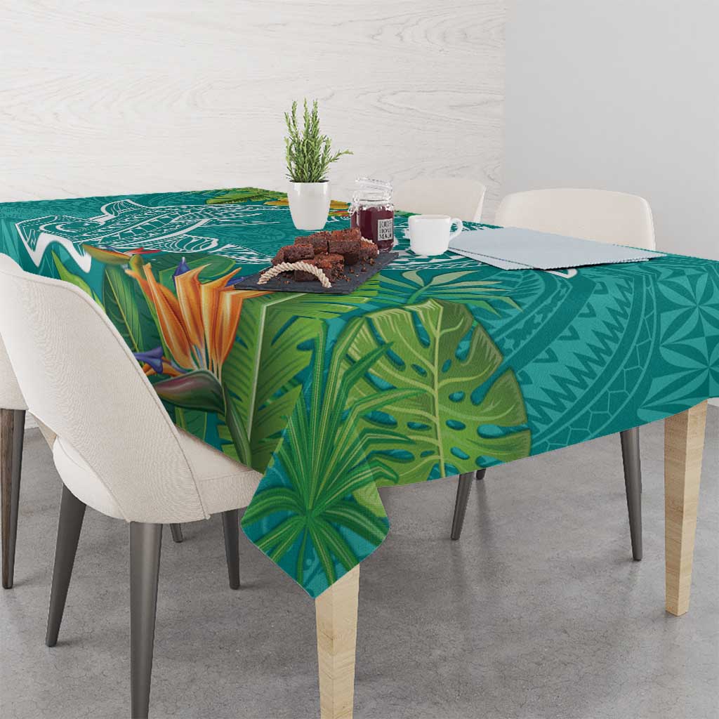 Polynesia Tablecloth Sharks Duo Tropical Teal LT7 - Polynesian Pride
