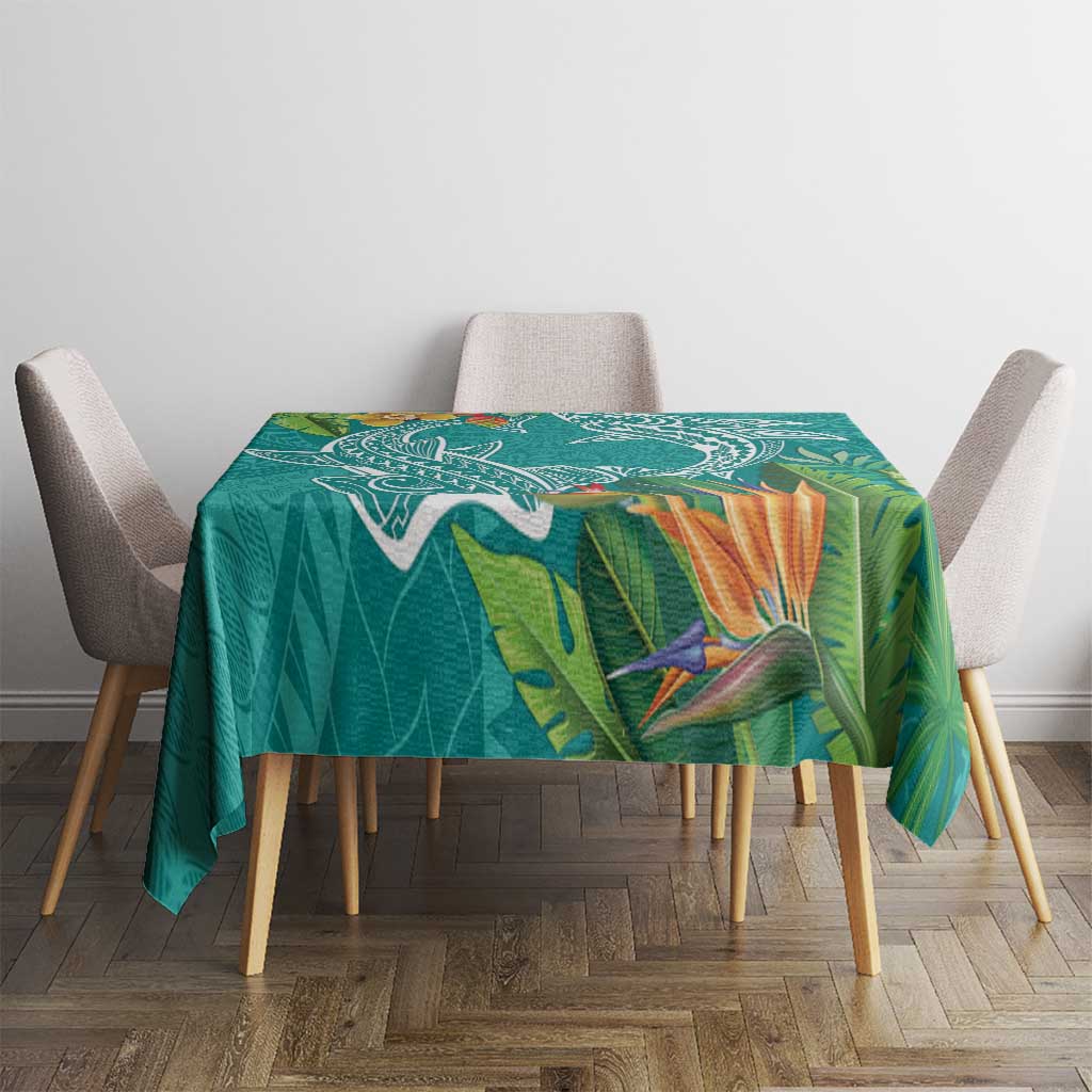 Polynesia Tablecloth Sharks Duo Tropical Teal LT7 - Polynesian Pride