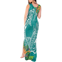 Polynesia Tank Maxi Dress Sharks Duo Tropical Teal LT7 - Polynesian Pride