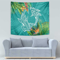 Polynesia Tapestry Sharks Duo Tropical Teal LT7 - Polynesian Pride