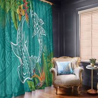 Polynesia Window Curtain Sharks Duo Tropical Teal LT7 - Polynesian Pride