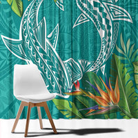 Polynesia Window Curtain Sharks Duo Tropical Teal LT7 - Polynesian Pride