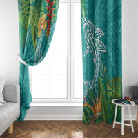 Polynesia Window Curtain Sharks Duo Tropical Teal LT7 - Polynesian Pride