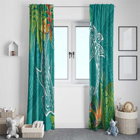 Polynesia Window Curtain Sharks Duo Tropical Teal LT7 - Polynesian Pride