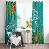 Polynesia Window Curtain Sharks Duo Tropical Teal LT7 - Polynesian Pride
