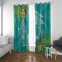 Polynesia Window Curtain Sharks Duo Tropical Teal LT7 With Grommets Teal - Polynesian Pride