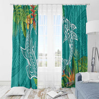 Polynesia Window Curtain Sharks Duo Tropical Teal LT7 - Polynesian Pride