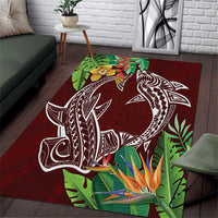 Polynesia Area Rug Sharks Duo Tropical Oxblood LT7 Oxblood - Polynesian Pride