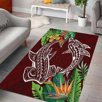 Polynesia Area Rug Sharks Duo Tropical Oxblood LT7 - Polynesian Pride
