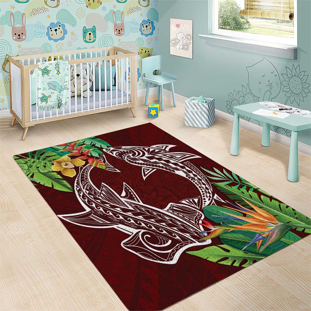 Polynesia Area Rug Sharks Duo Tropical Oxblood LT7 - Polynesian Pride