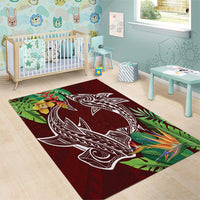 Polynesia Area Rug Sharks Duo Tropical Oxblood LT7 - Polynesian Pride